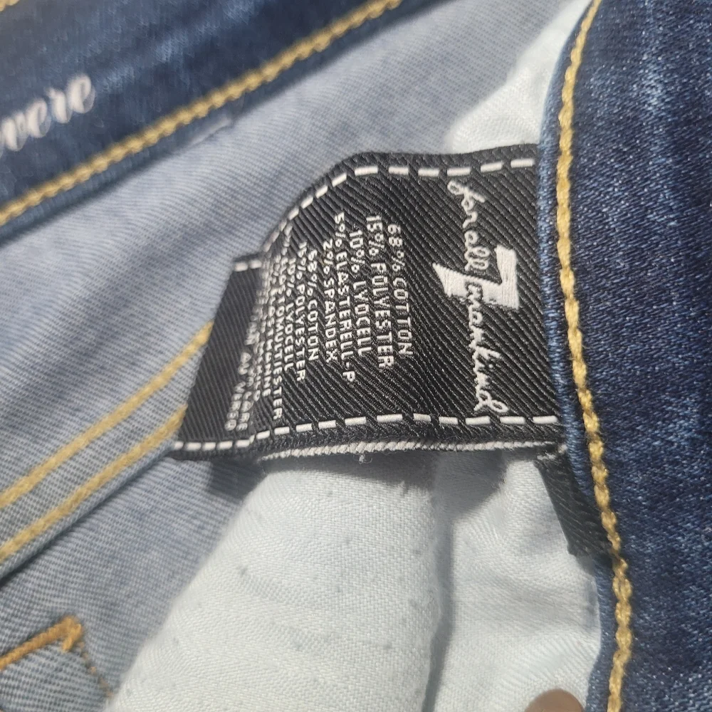 7 For All Mankind Gwenevere Blue Waters Mid Skinny Frayed Denim Jean - Picture 7 of 11